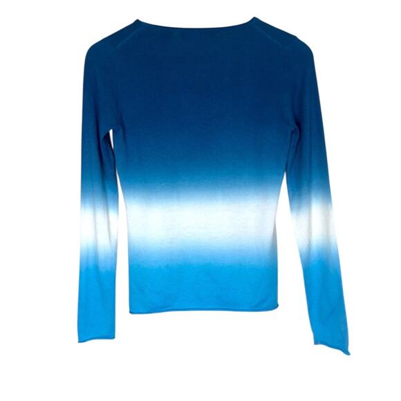 Saks Fifth Avenue 100% Cashmere Ombre Rhinestone Peace Sign Sweater Small - Picture 3 of 5